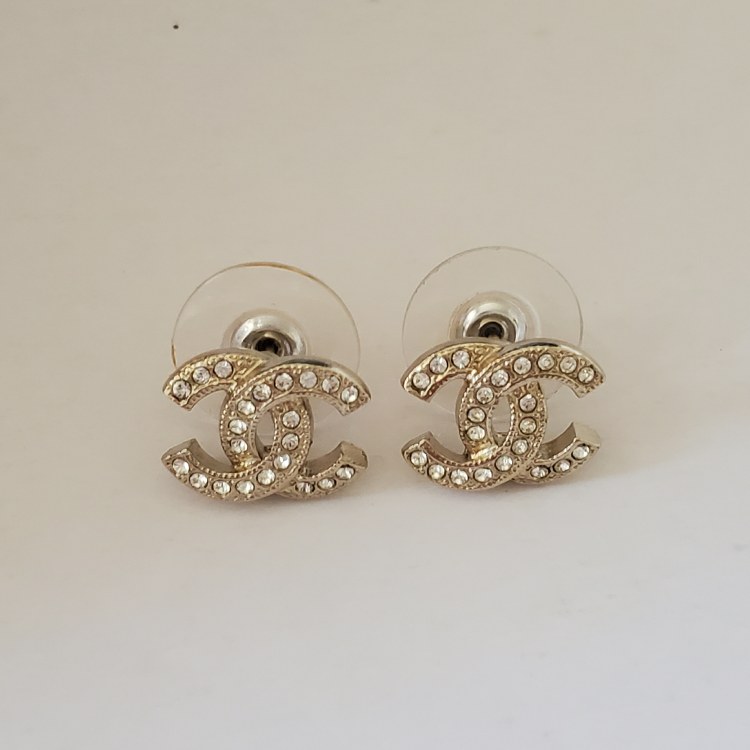 CHANEL Logo Small Gold Earrings