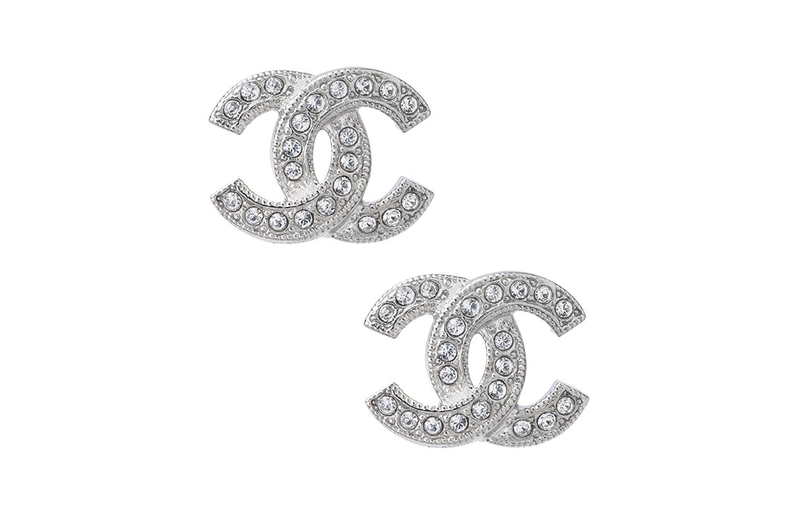 Chanel Classic Double C Earrings Silver