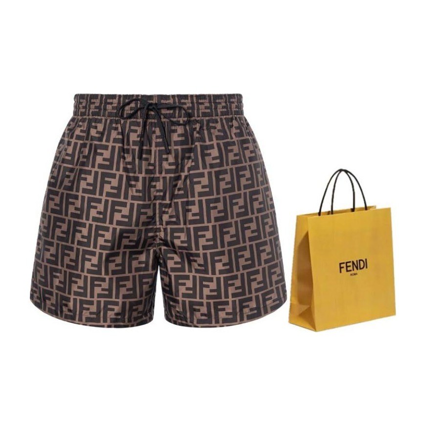 Fendi SS21 Logo Shorts Brown
