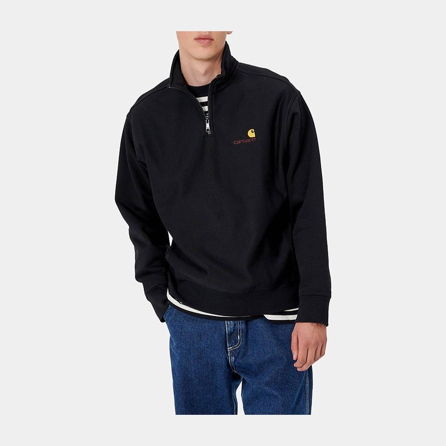 Carhartt WIP Half Zip American Script Sweatshirt Black