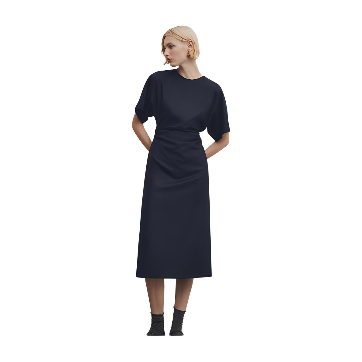 Massimo Dutti Navy Midi Dress