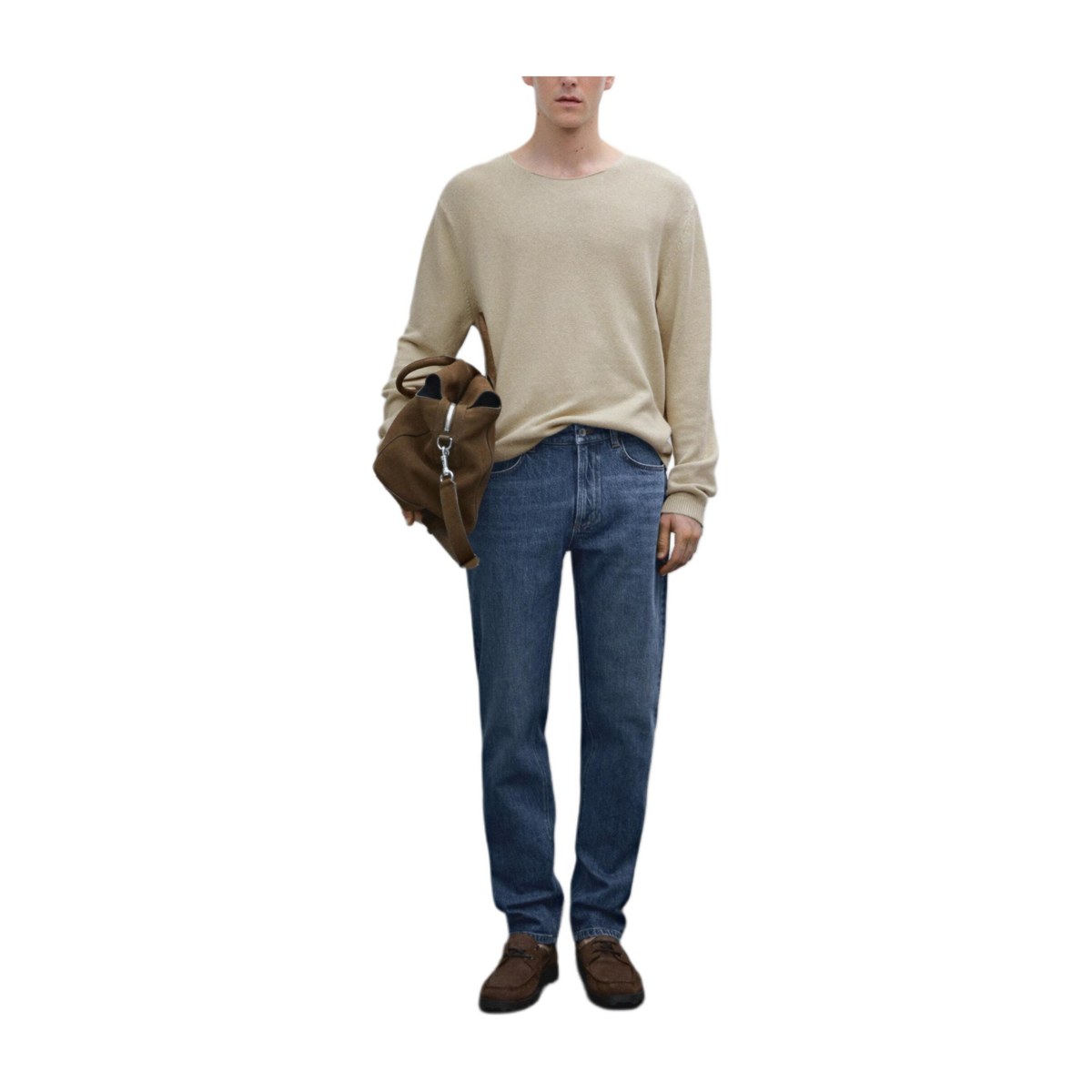 Massimo Dutti Mid-Rise Tapered Jeans Blue