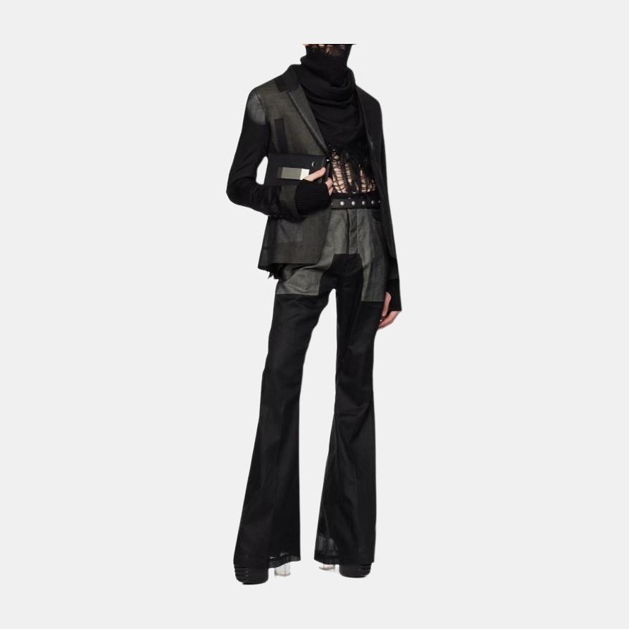 Rick Owens RO Flared Mid-Rise Zip Pants Black