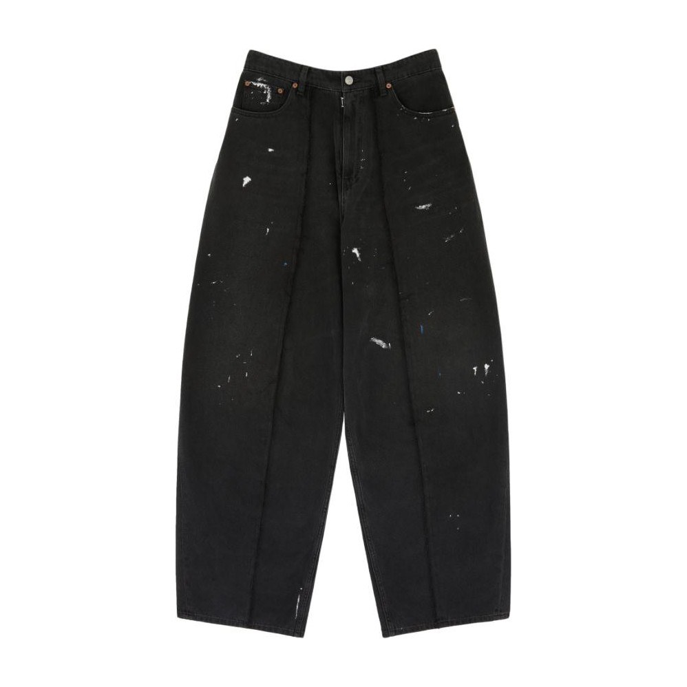 MM6 Maison Margiela Zip Pleated Wide Leg Jeans