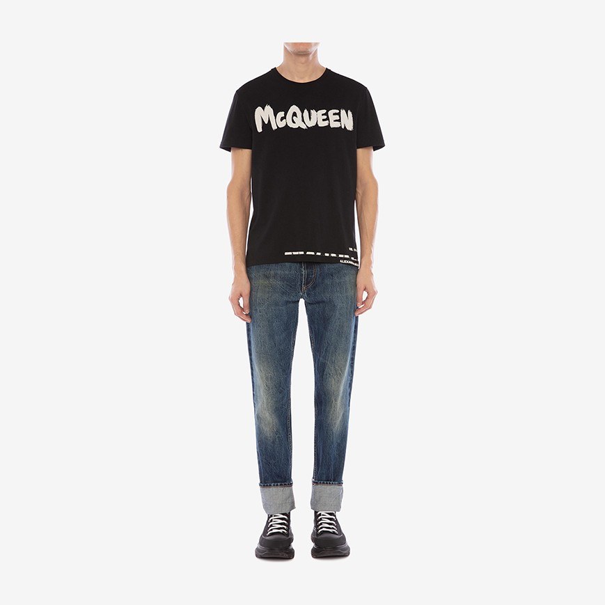 Alexander McQueen Letter Print T-Shirt Black