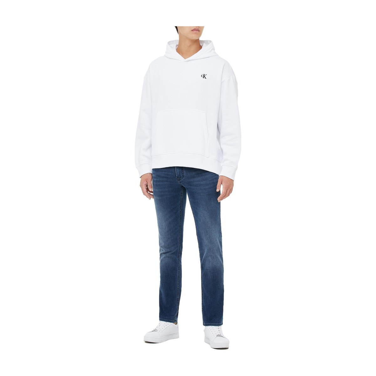 Calvin Klein Embroidered Hoodie White
