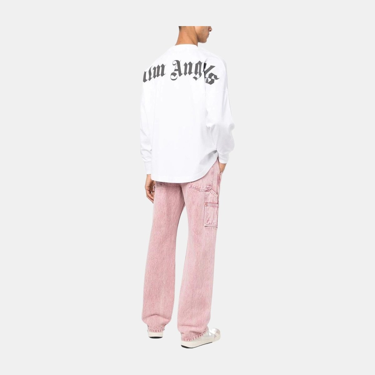 Palm Angels FW22 Logo Print Long Sleeve Tee White