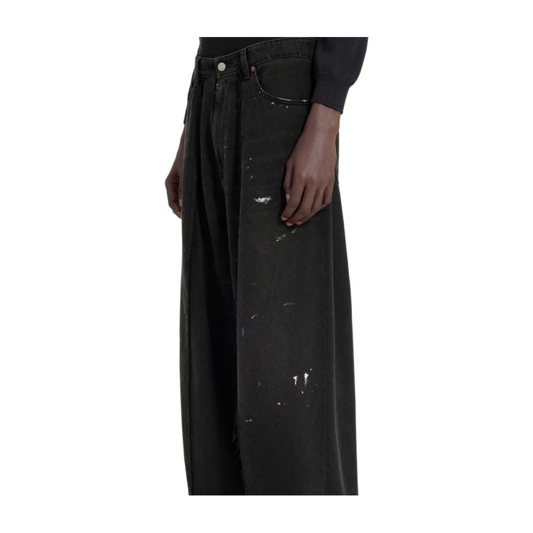 MM6 Maison Margiela Zip Pleated Wide Leg Jeans