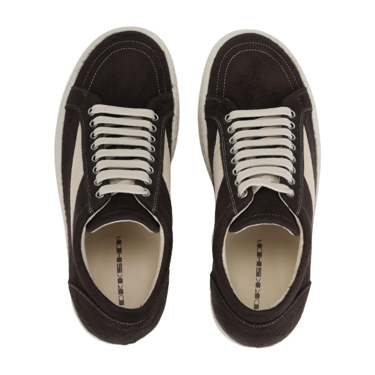 Rick Owens DRKSHDW Suede Lace-Up Platform Low Sneakers Brown