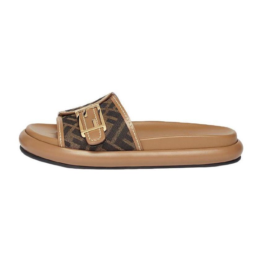 Fendi Baguette Slides Brown