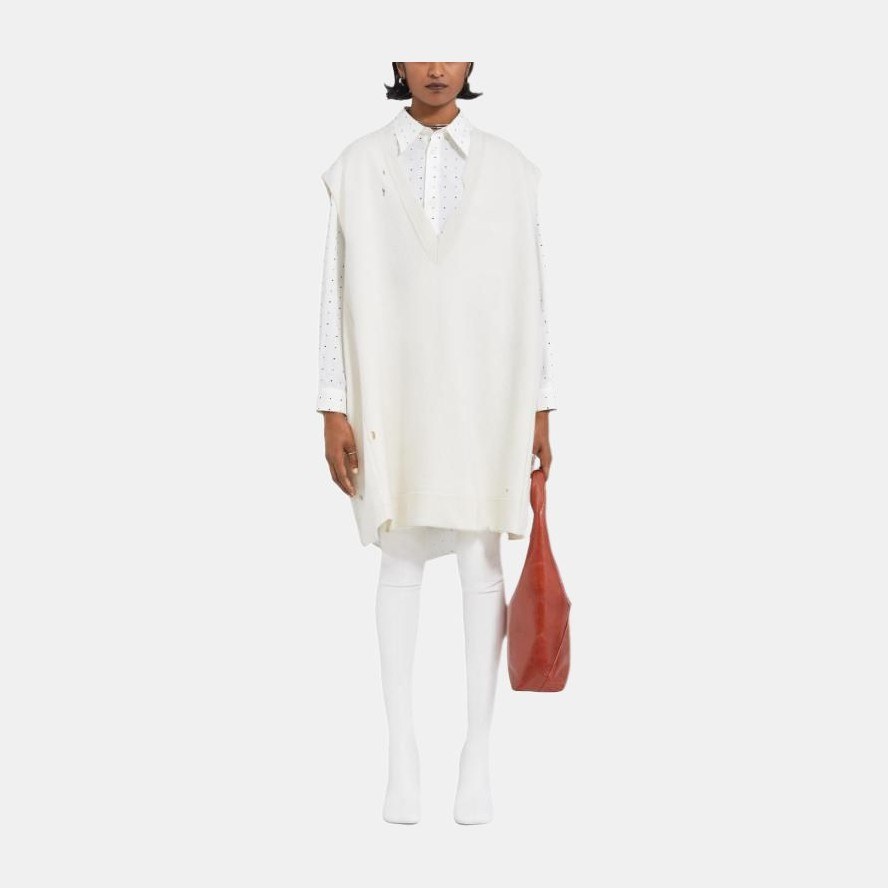 MM6 Maison Margiela V-Neck Sleeveless Sweater White