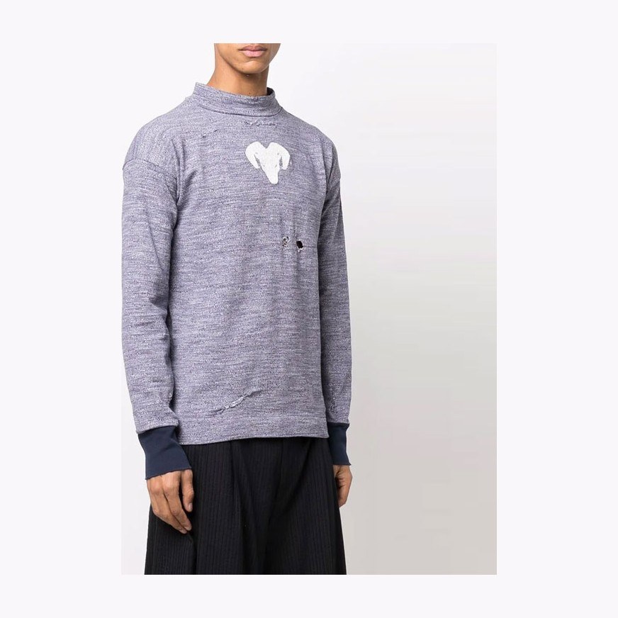 Maison Margiela SS22 Printed Crewneck Long Sleeve Tee Purple