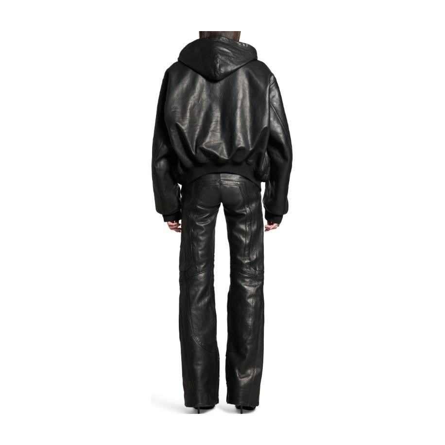 Balenciaga FW24 Black Leather Hoodie