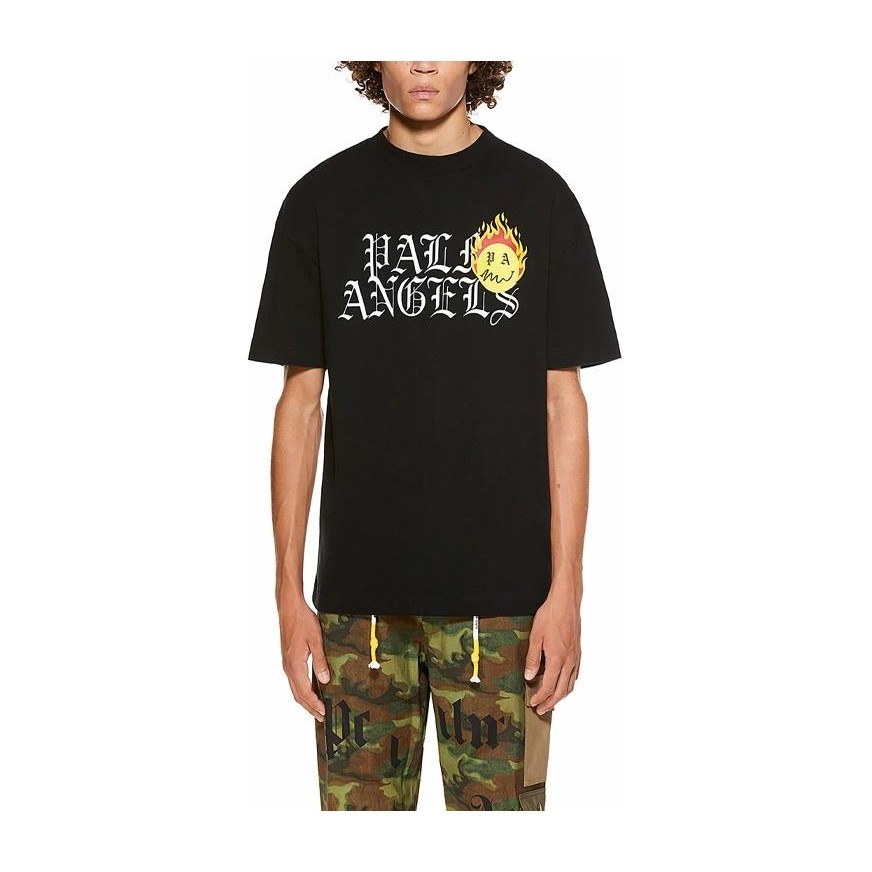 Palm Angels SS21 Burning Smiley Logo T-Shirt Black