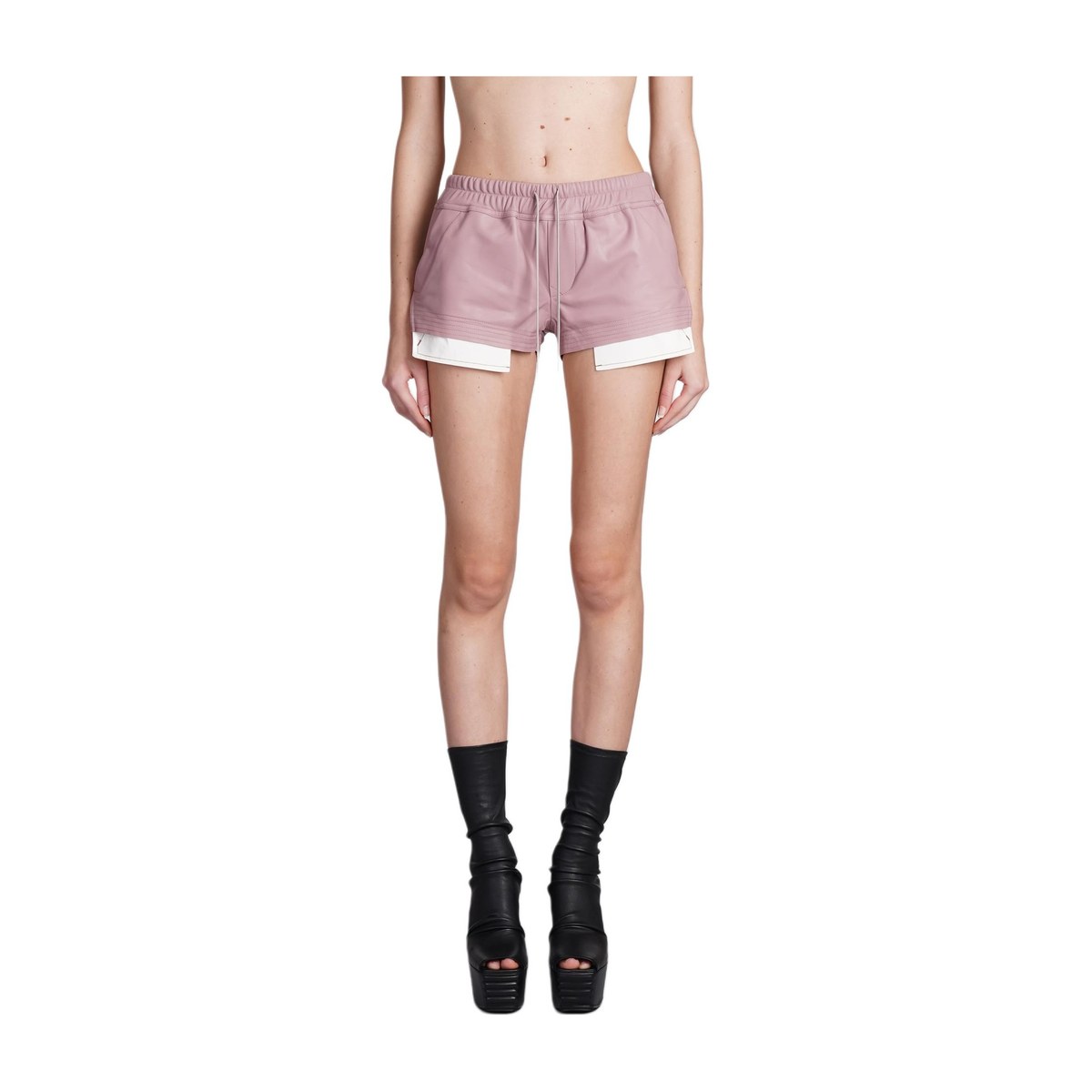 RICK OWENS RO Colorblock Drawstring Shorts Pink