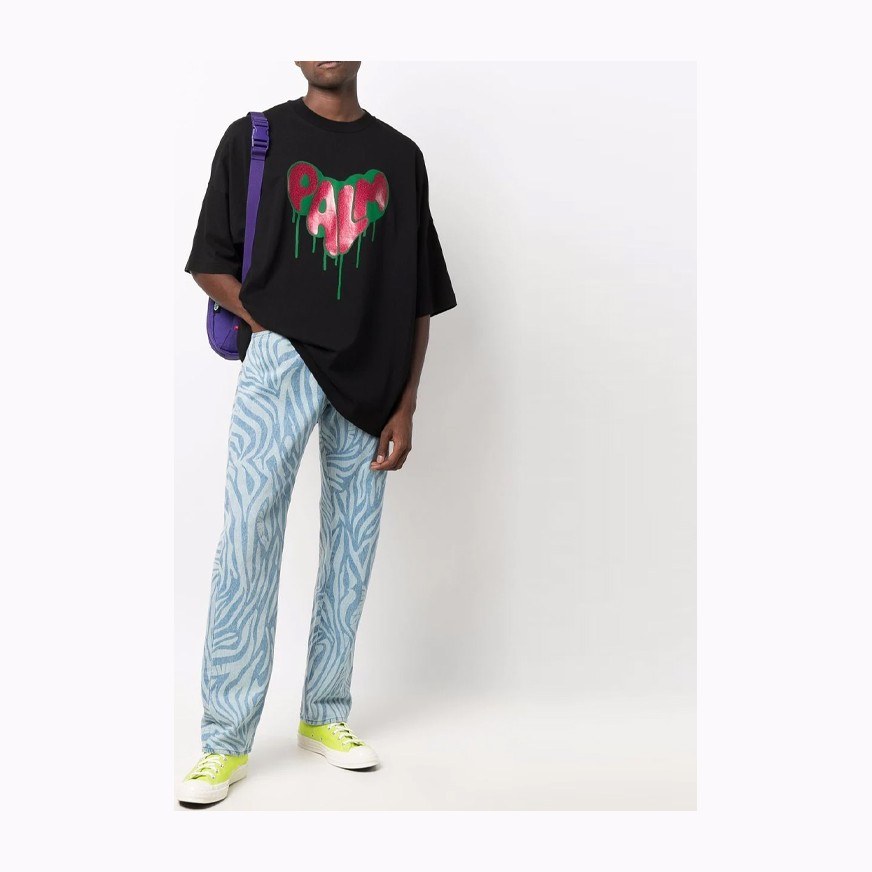 Palm Angels Heart Print T-Shirt Black