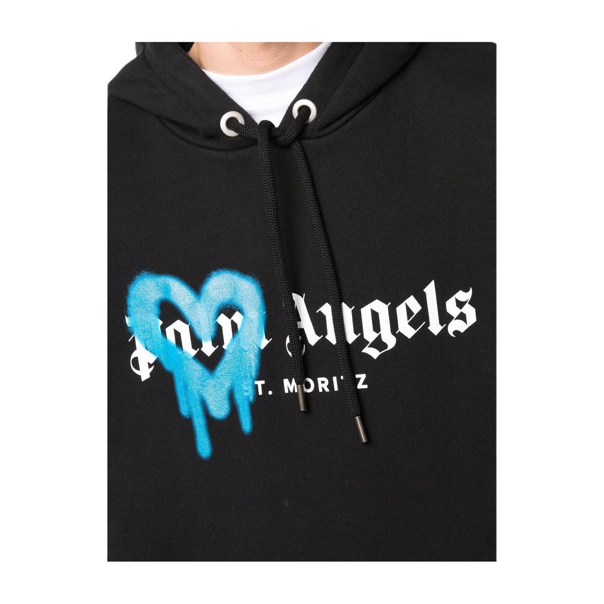 Palm Angels FW21 Spray Heart Logo Hoodie Black