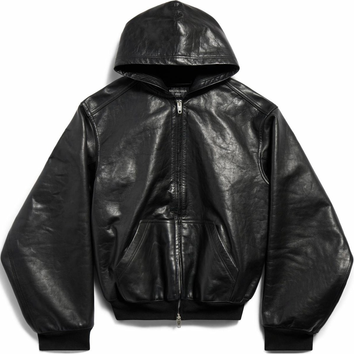 Balenciaga FW24 Black Leather Hoodie