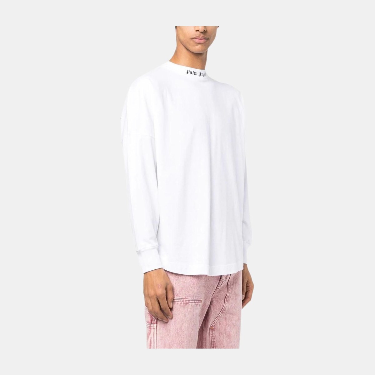 Palm Angels FW22 Logo Print Long Sleeve Tee White