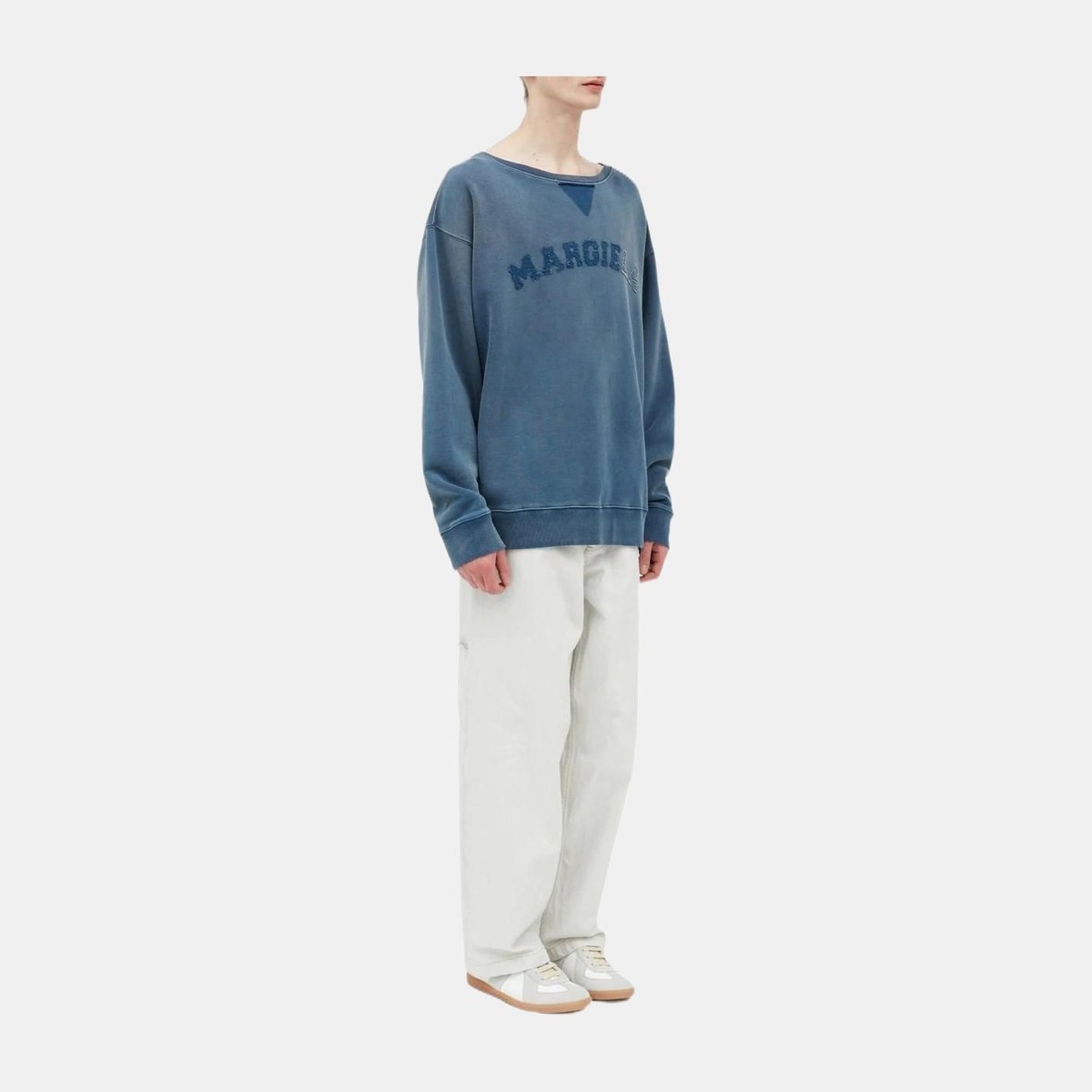 Maison Margiela Logo Embroidered Crewneck Sweatshirt Blue