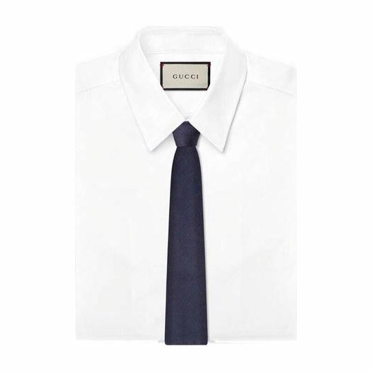 GUCCI Double G Jacquard Tie Navy Blue