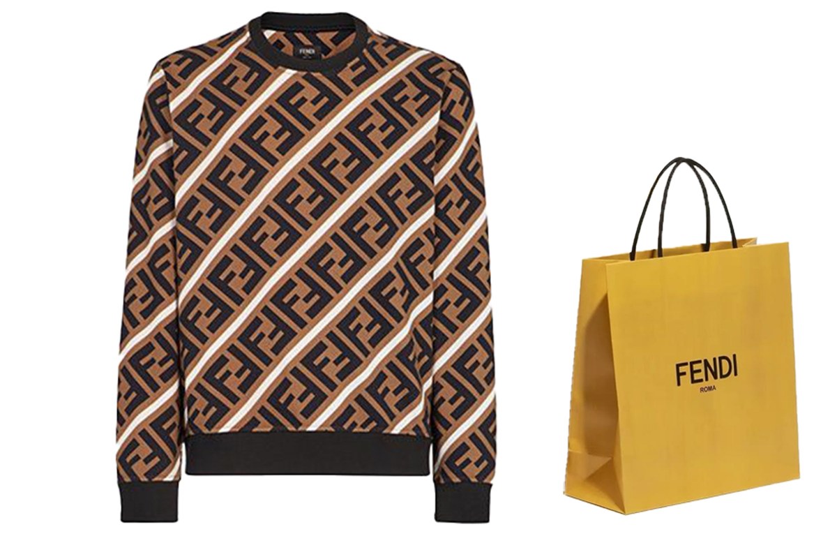 Fendi Letter Print Crewneck Sweatshirt Brown