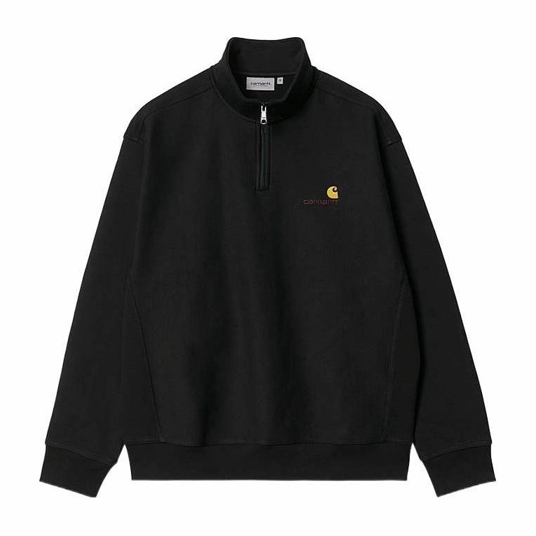 Carhartt WIP Half Zip American Script Sweatshirt Black