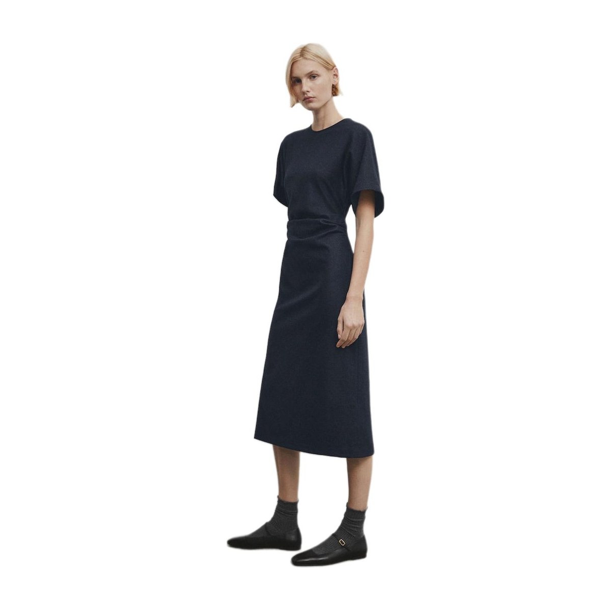 Massimo Dutti Navy Midi Dress