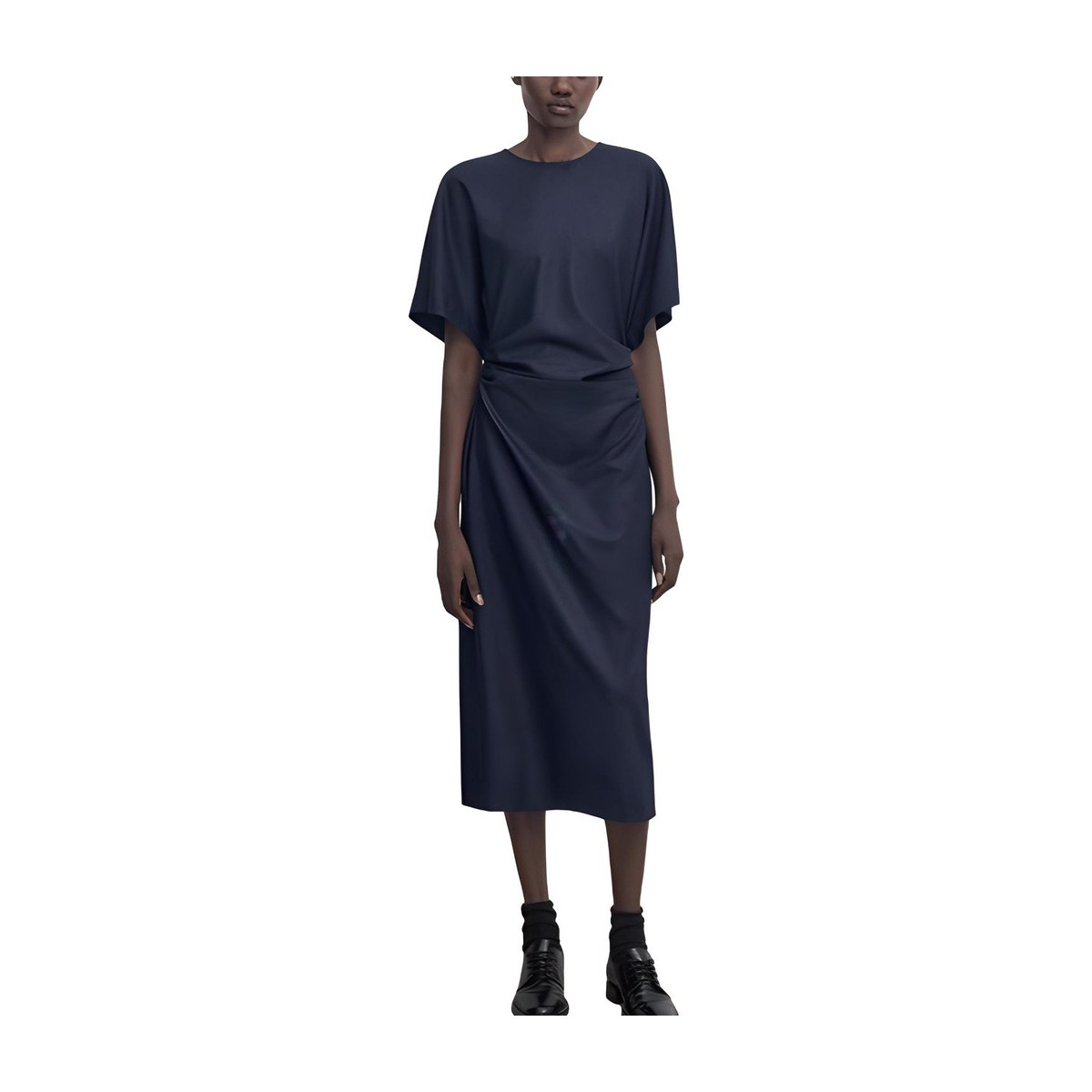 Massimo Dutti Navy Midi Dress