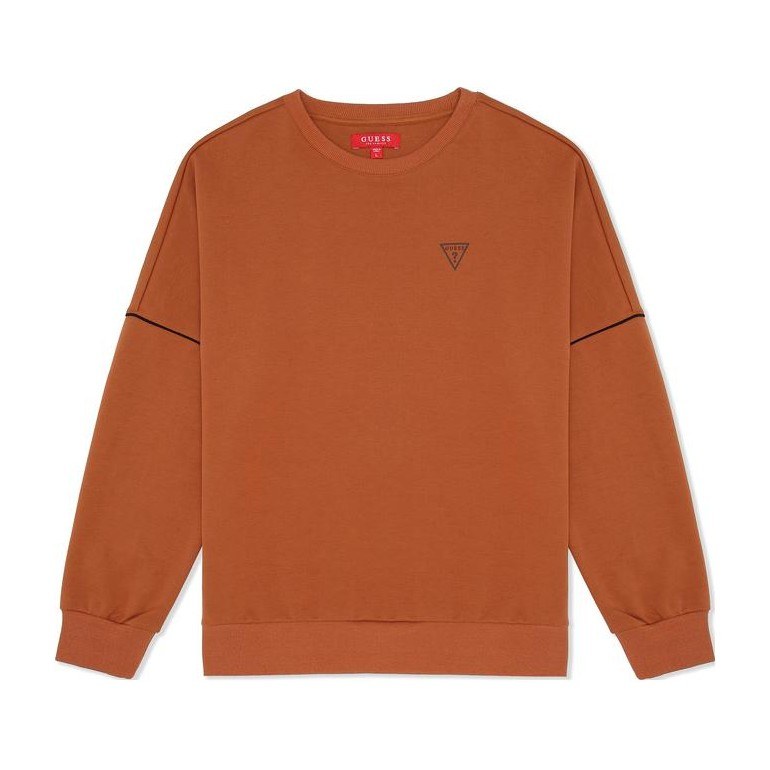 GUESS Logo Crewneck Sweatshirt Brown