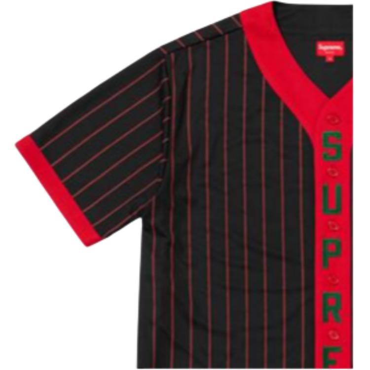Supreme FW18 Vertical Logo Baseball Jersey Black