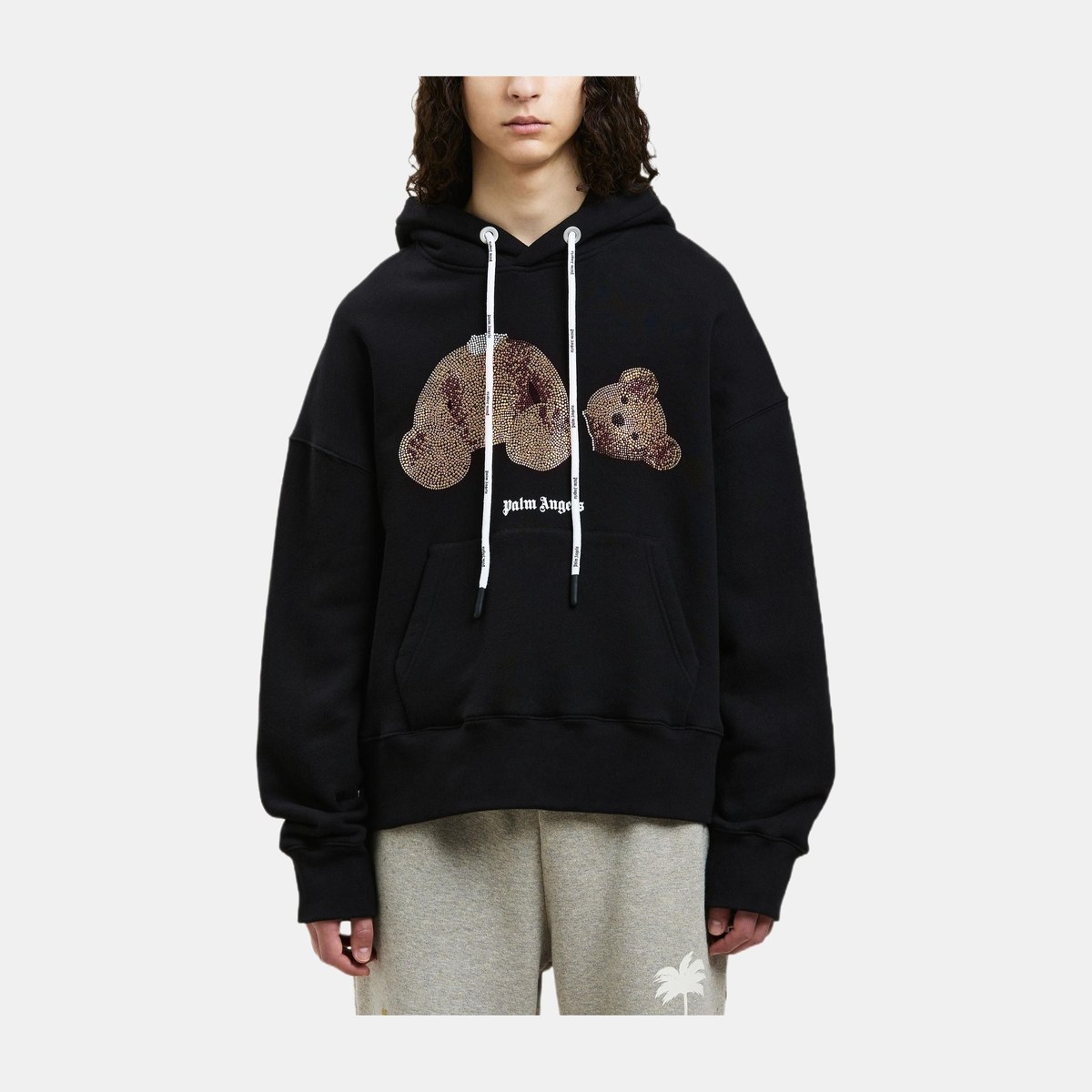 Palm Angels Bear Print Hoodie Black
