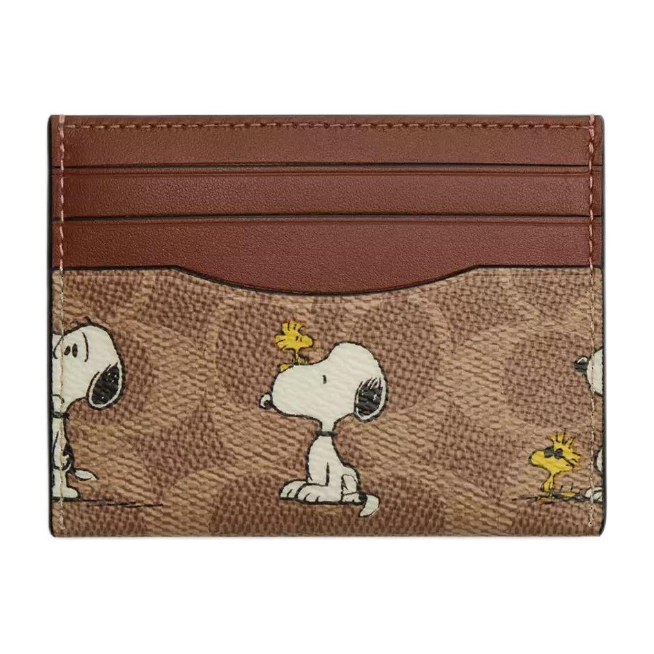 COACH x PEANUTS Slim Card Case Brown