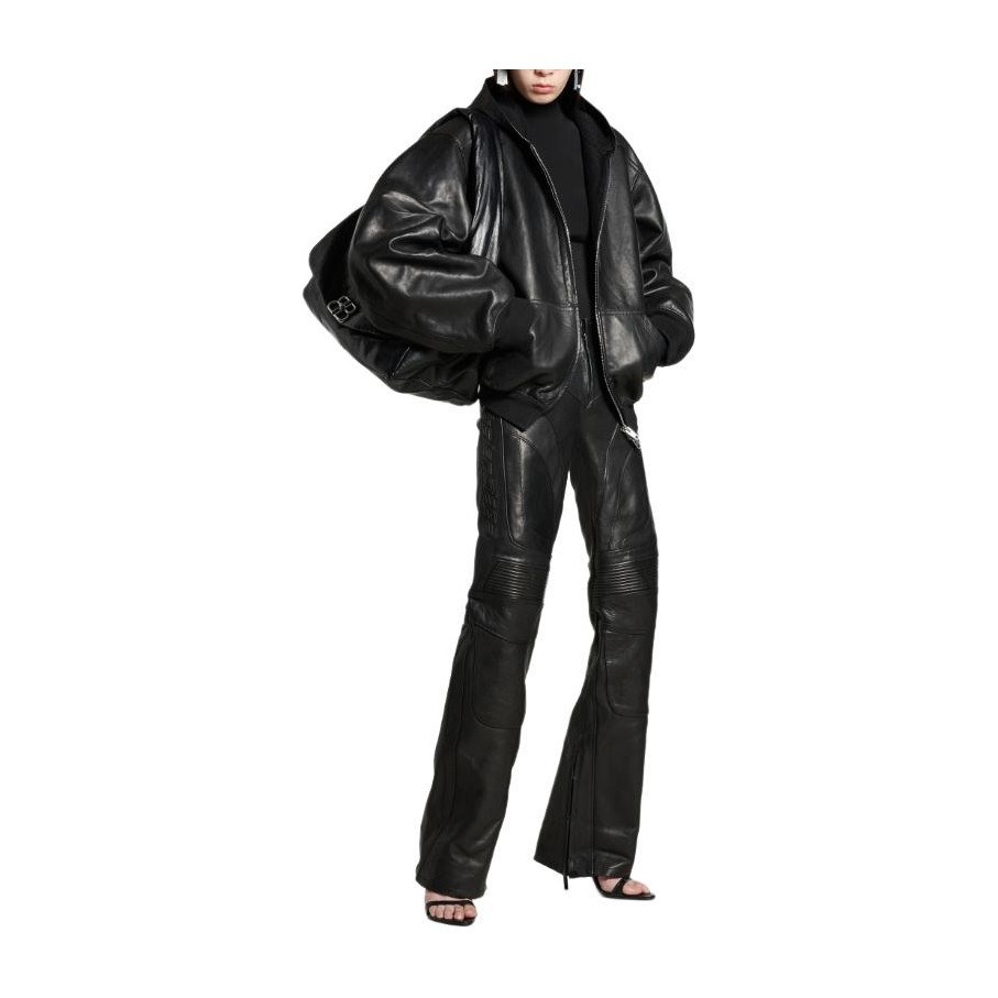 Balenciaga FW24 Black Leather Hoodie