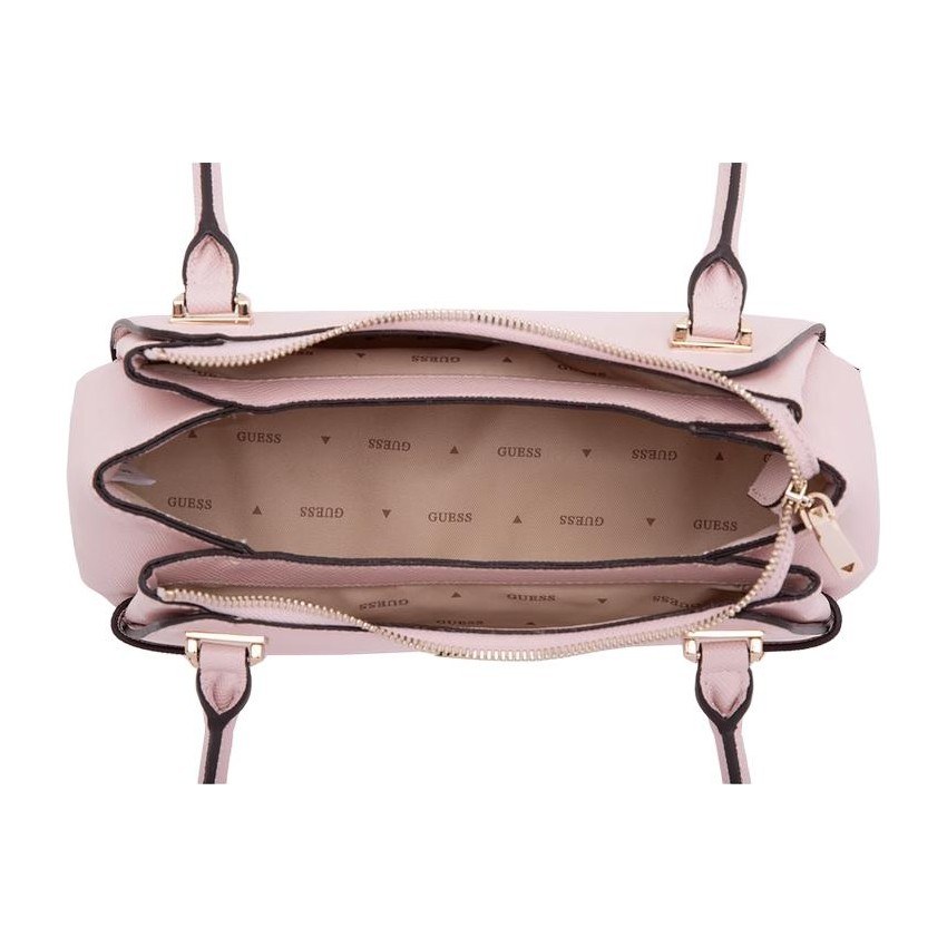 GUESS Simple Gold Accent Faux Leather Tote Pink Gray