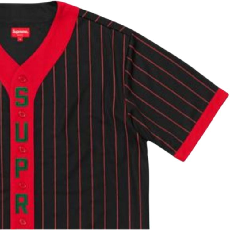 Supreme FW18 Vertical Logo Baseball Jersey Black