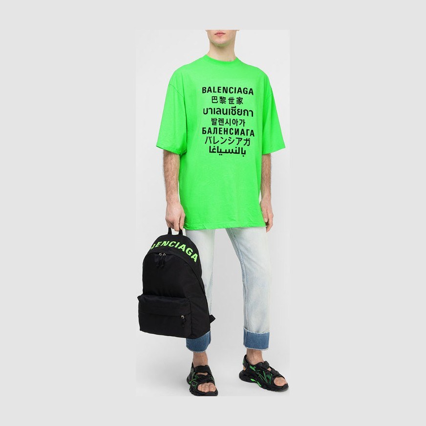 Balenciaga SS21 Multilingual T-Shirt Green