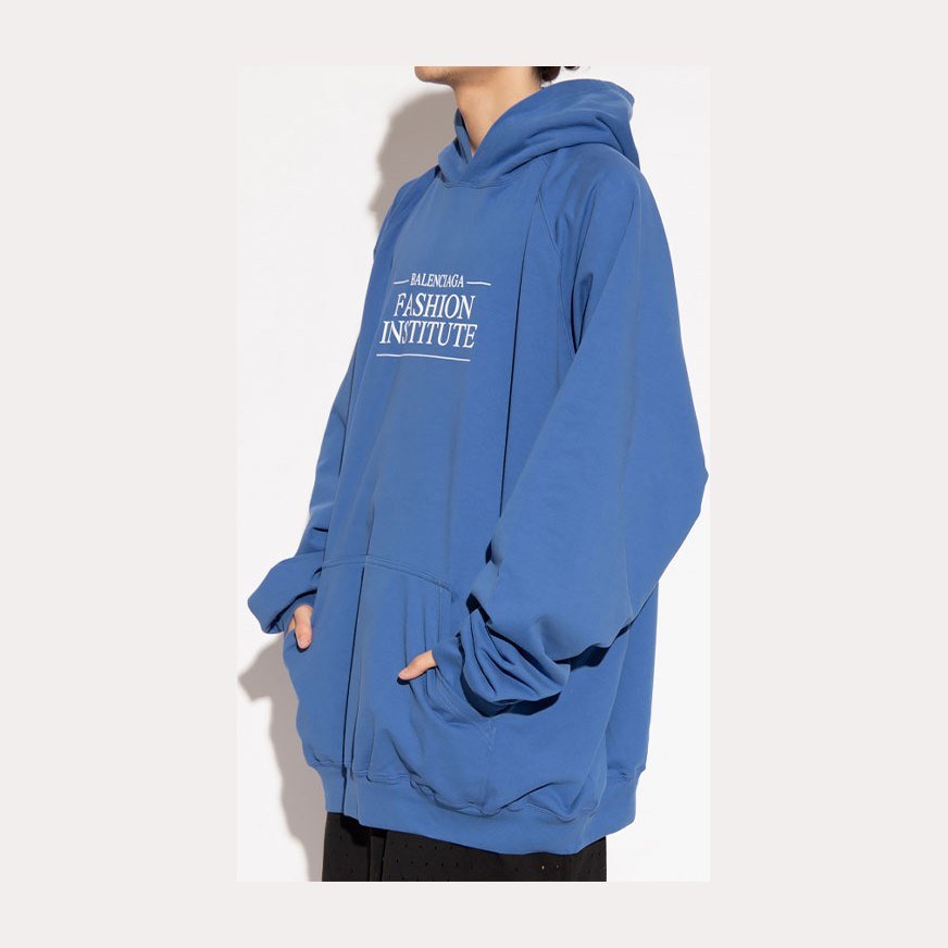 Balenciaga Logo Hoodie Blue