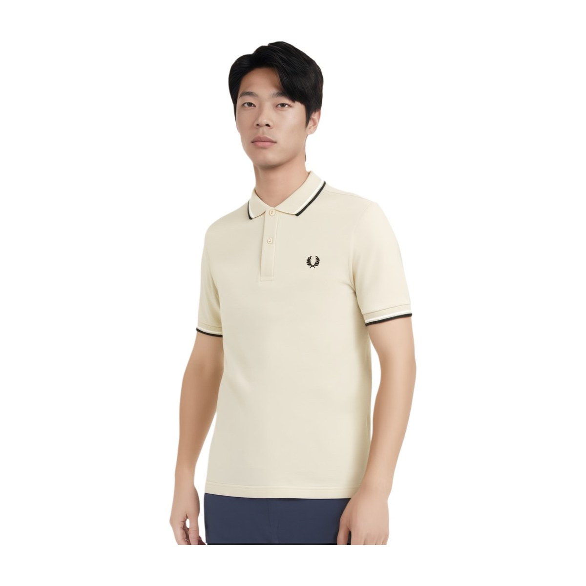 Fred Perry Logo Print Polo Khaki