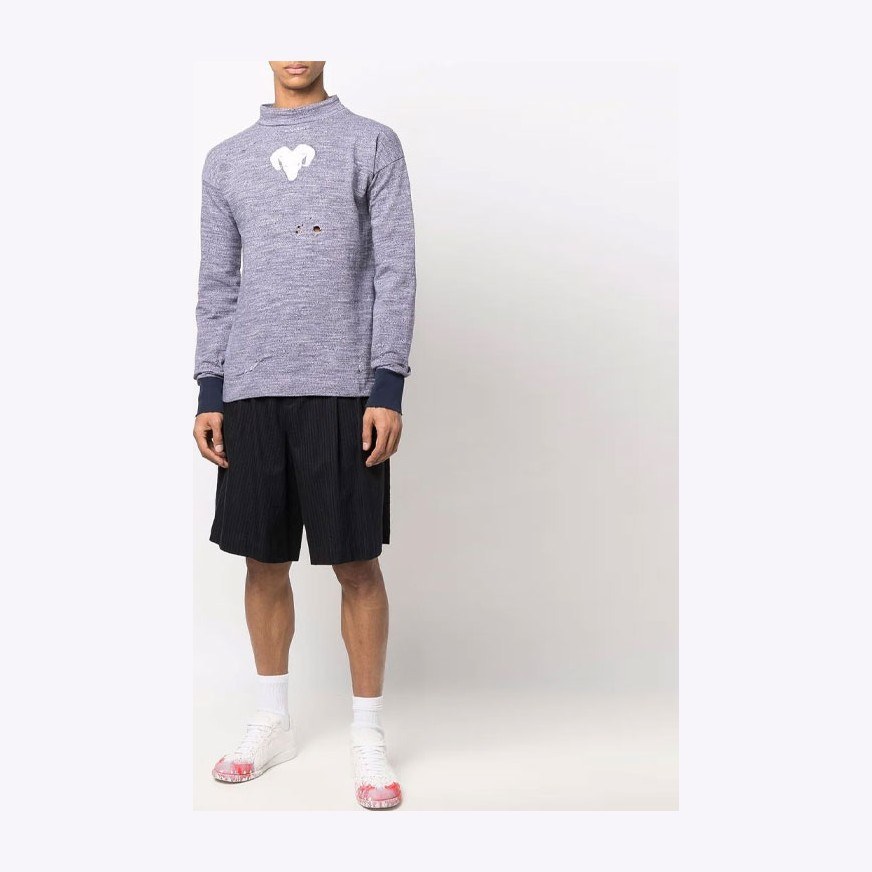 Maison Margiela SS22 Printed Crewneck Long Sleeve Tee Purple