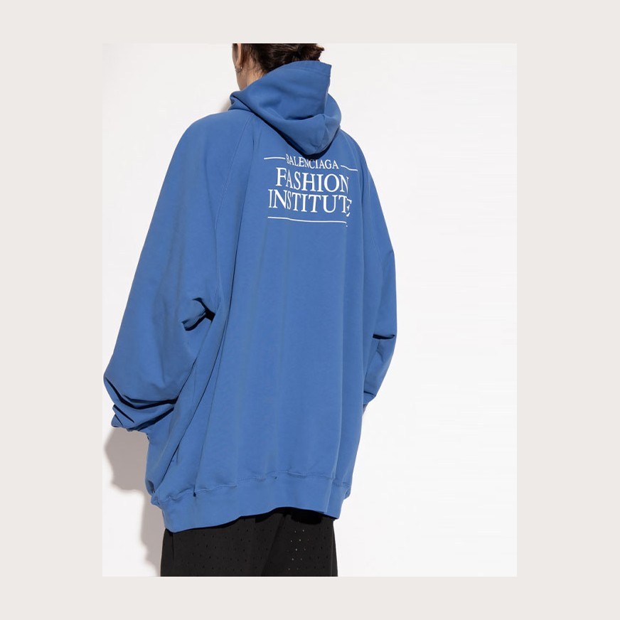Balenciaga Logo Hoodie Blue