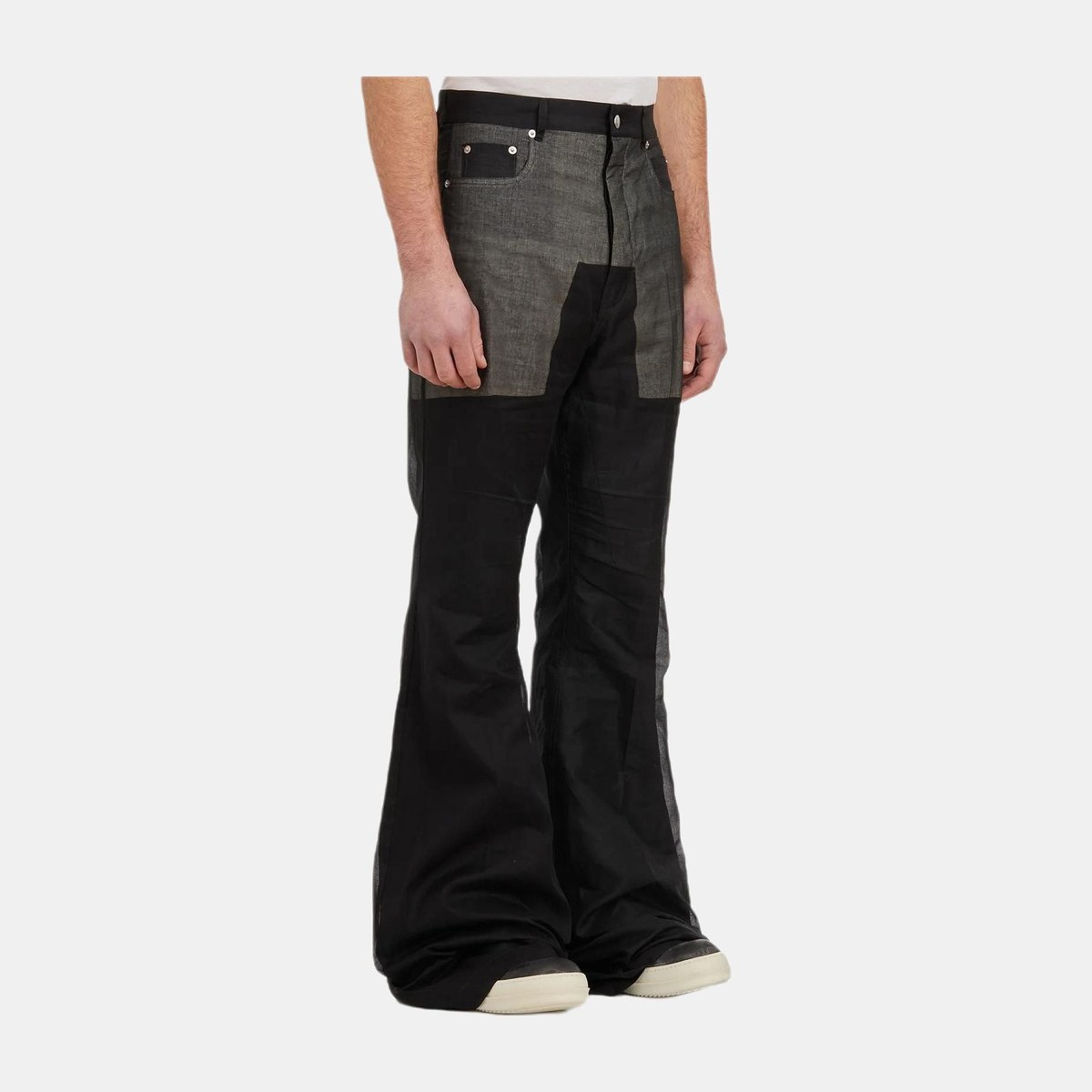 Rick Owens RO Flared Mid-Rise Zip Pants Black