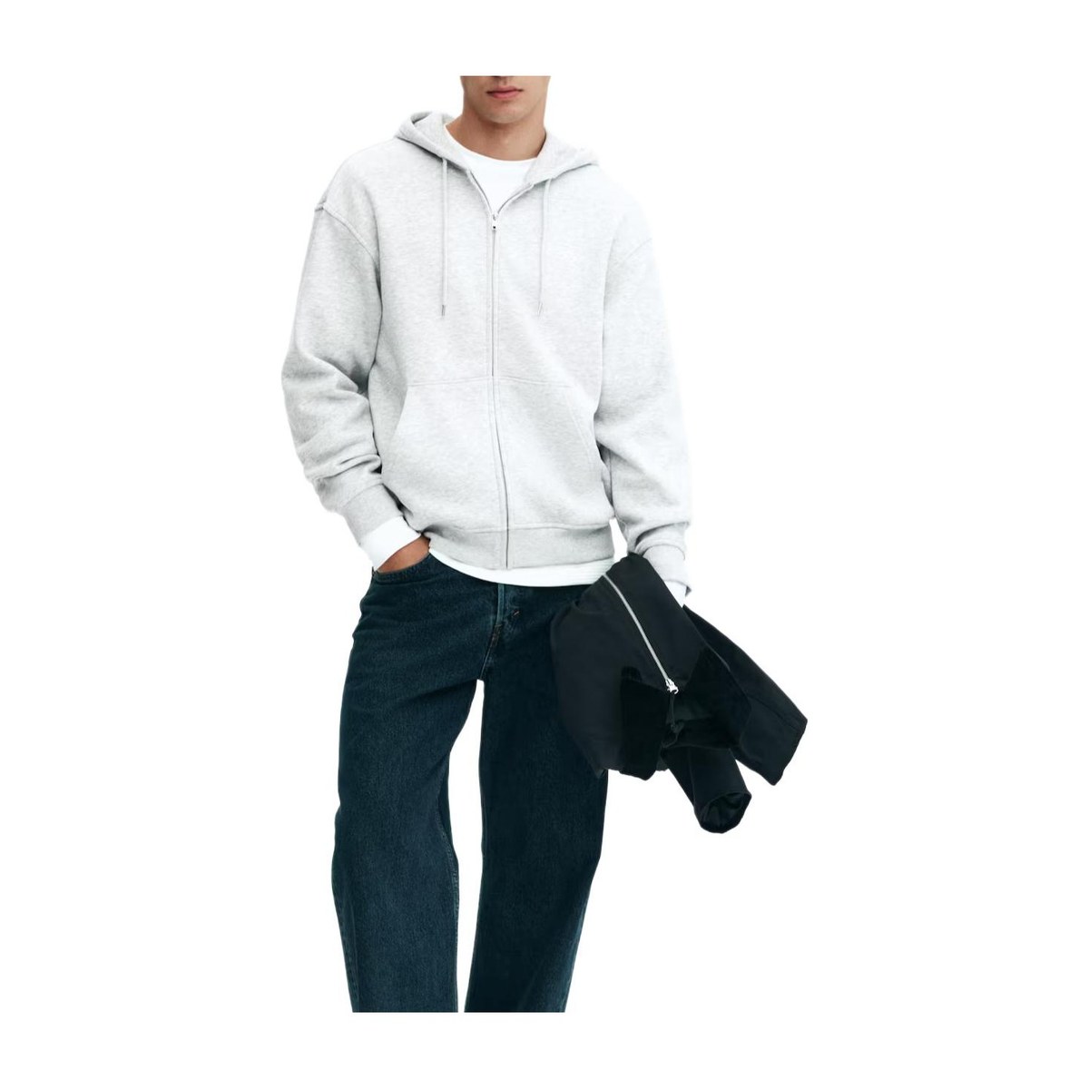 H&M Soft Loose Hoodie Zipper Long Sleeve Men
