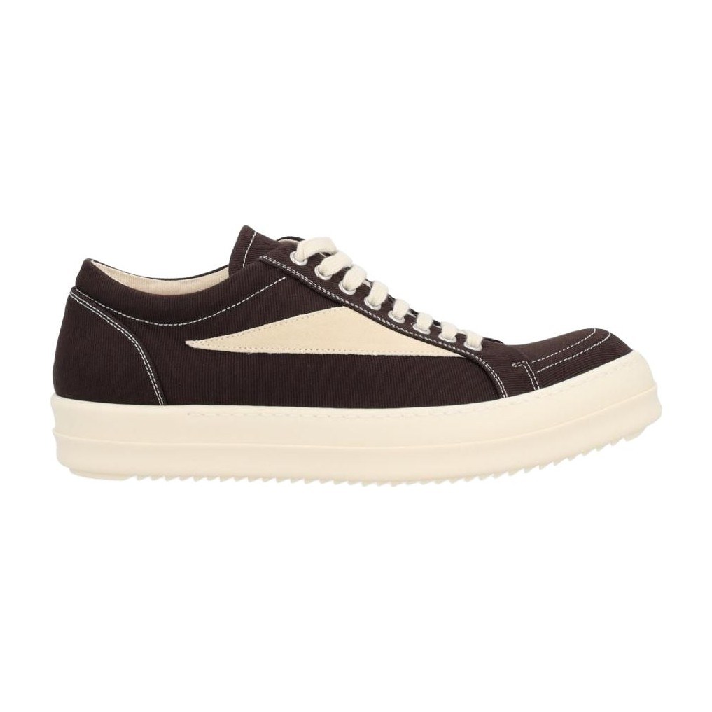 Rick Owens DRKSHDW Vintage Round Toe Low Canvas Sneakers Brown