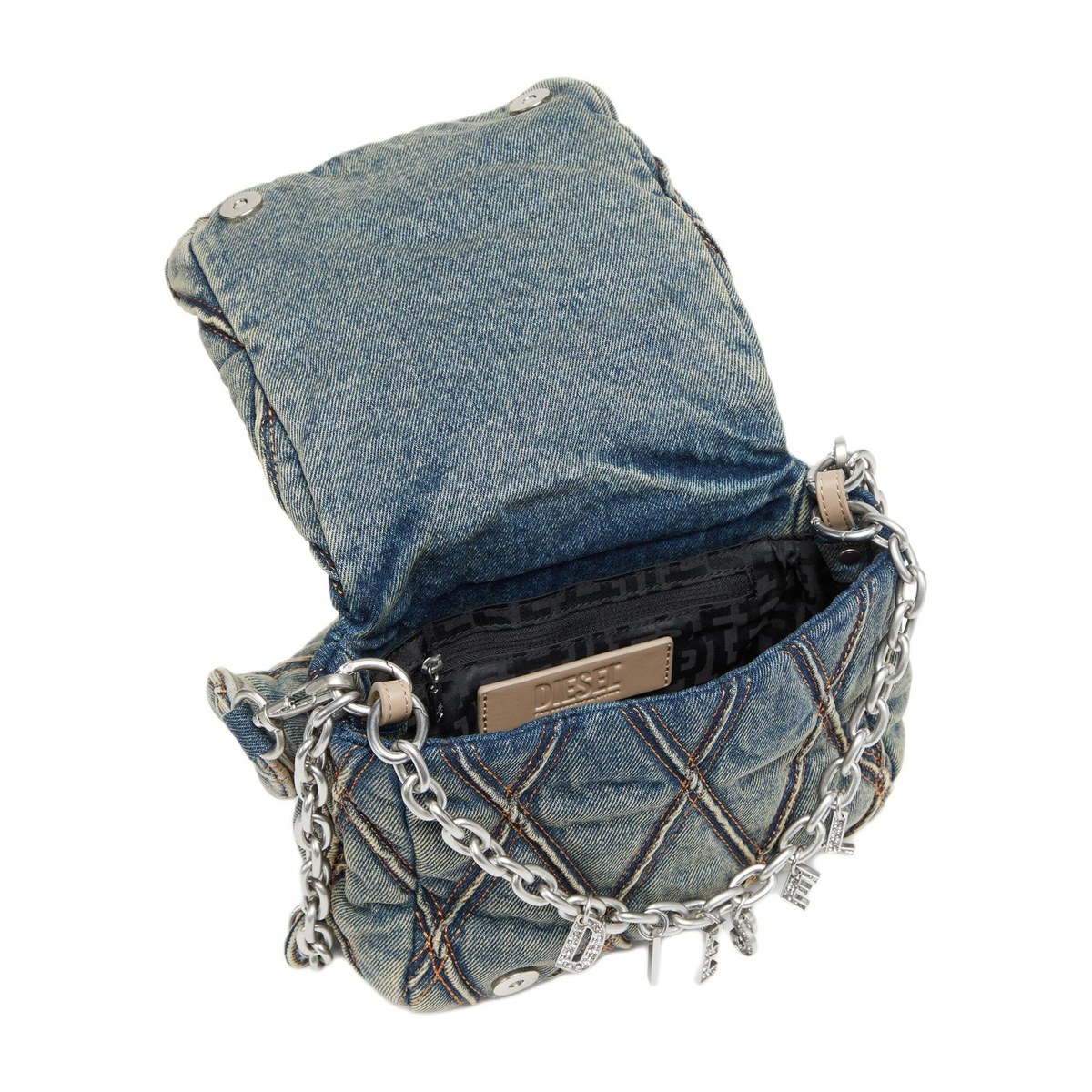 Diesel Quilted Cotton Tote Small Navy