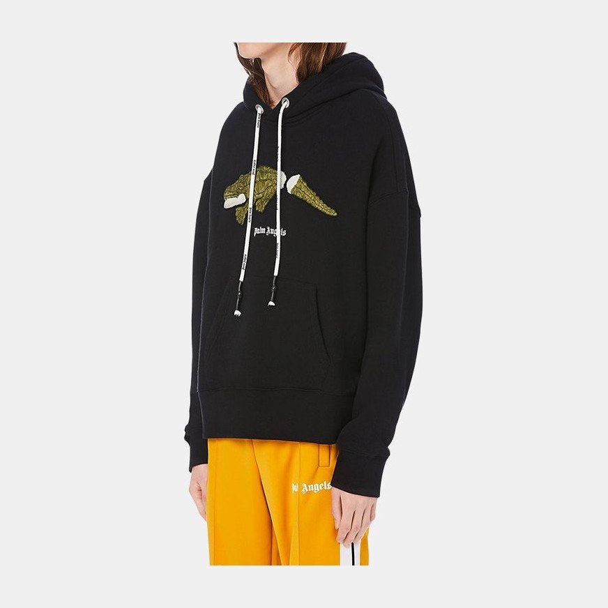 Palm Angels Crocodile Print Hoodie Black