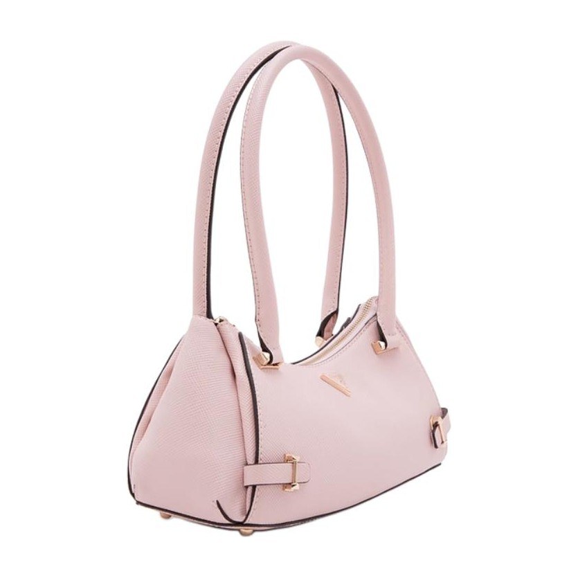 GUESS Simple Gold Accent Faux Leather Tote Pink Gray