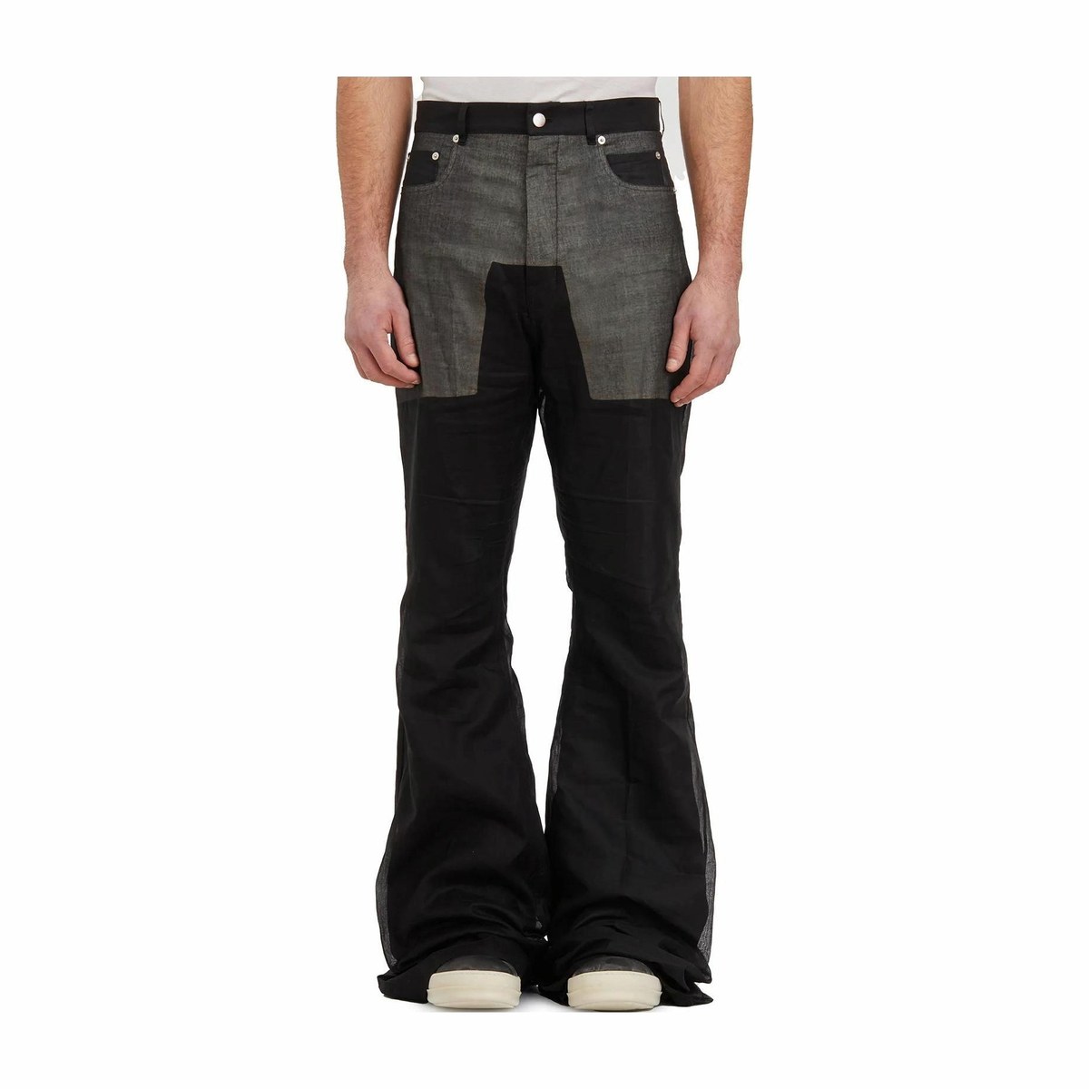 Rick Owens RO Flared Mid-Rise Zip Pants Black