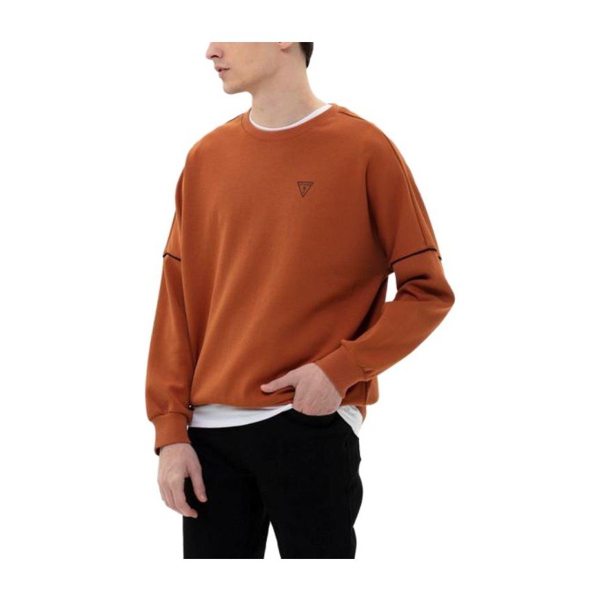 GUESS Logo Crewneck Sweatshirt Brown