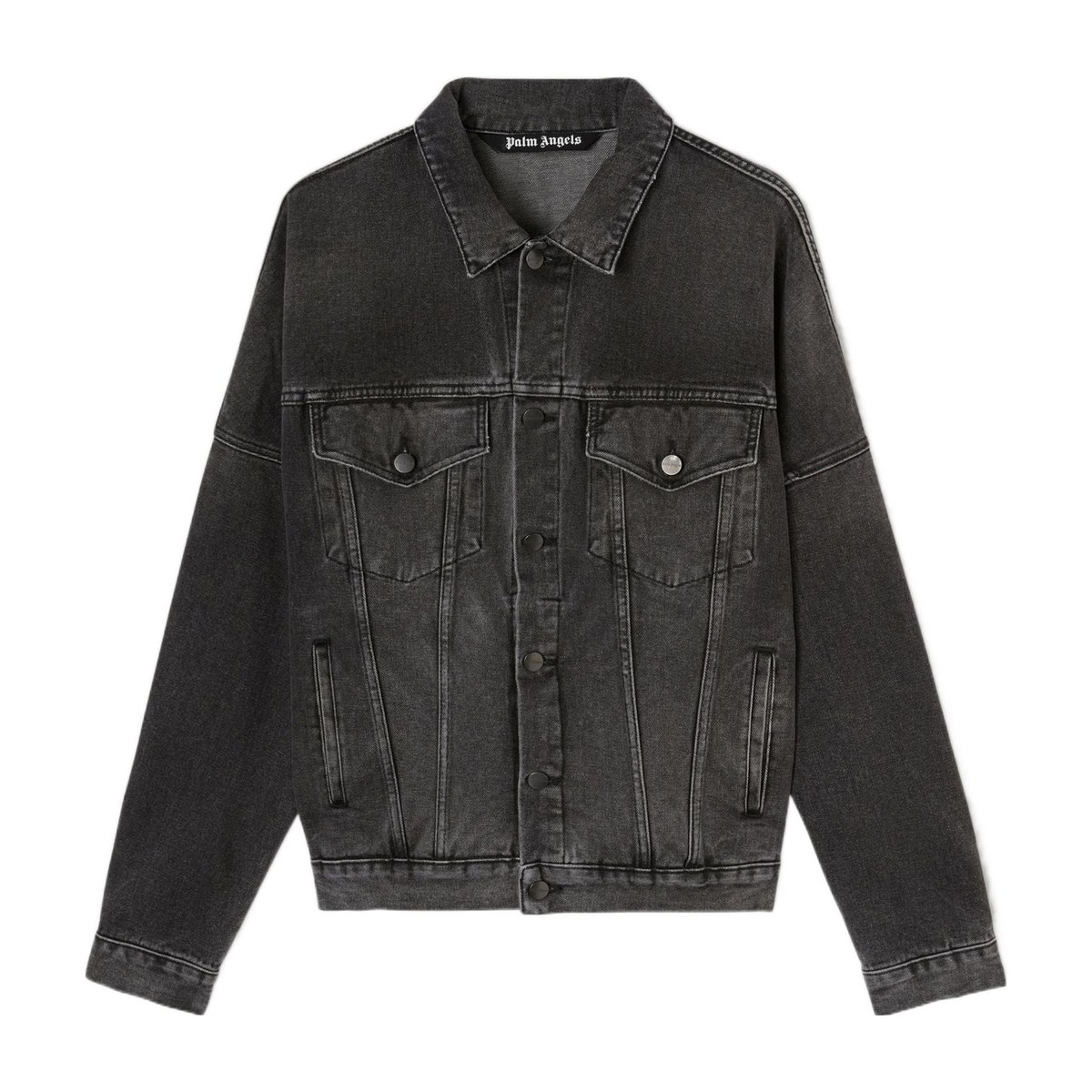 Palm Angels Arched Logo Denim Jacket Black